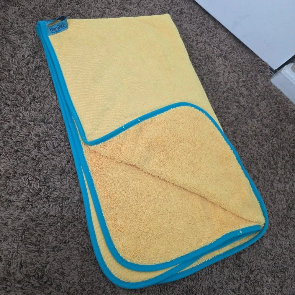 Norwex Kids Towel Yellow Teal Trim Microfiber Extra Plush Bath BacLock New